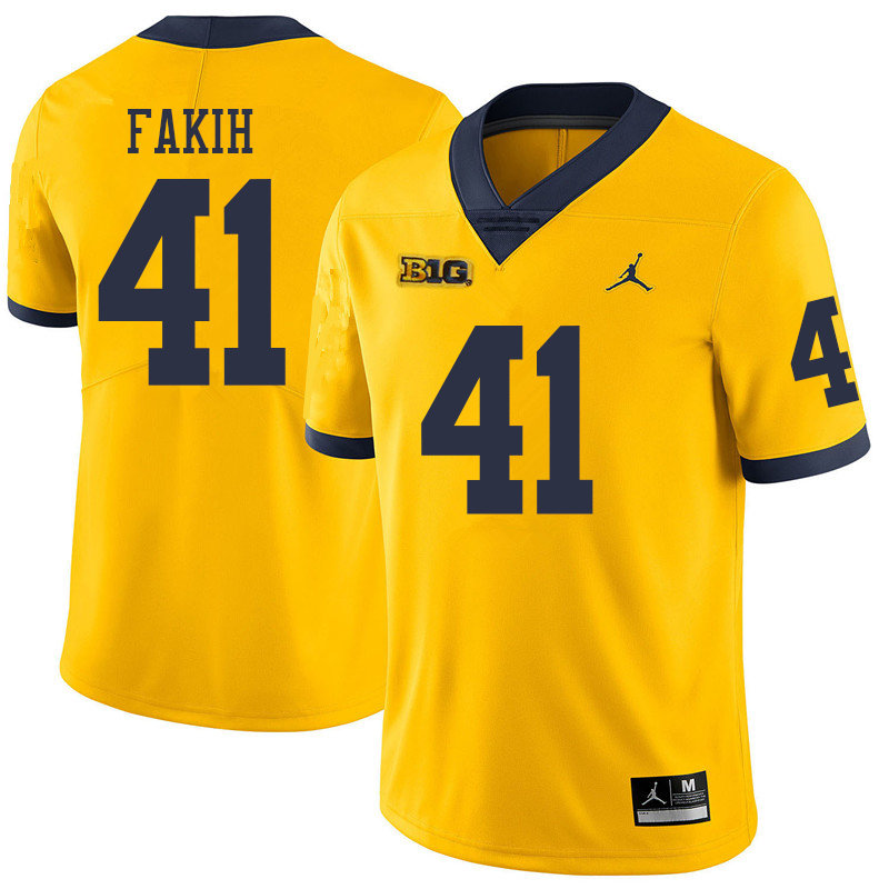 Jordan Brand Men #41 Adam Fakih Michigan Wolverines College Football Jerseys Sale-Yellow